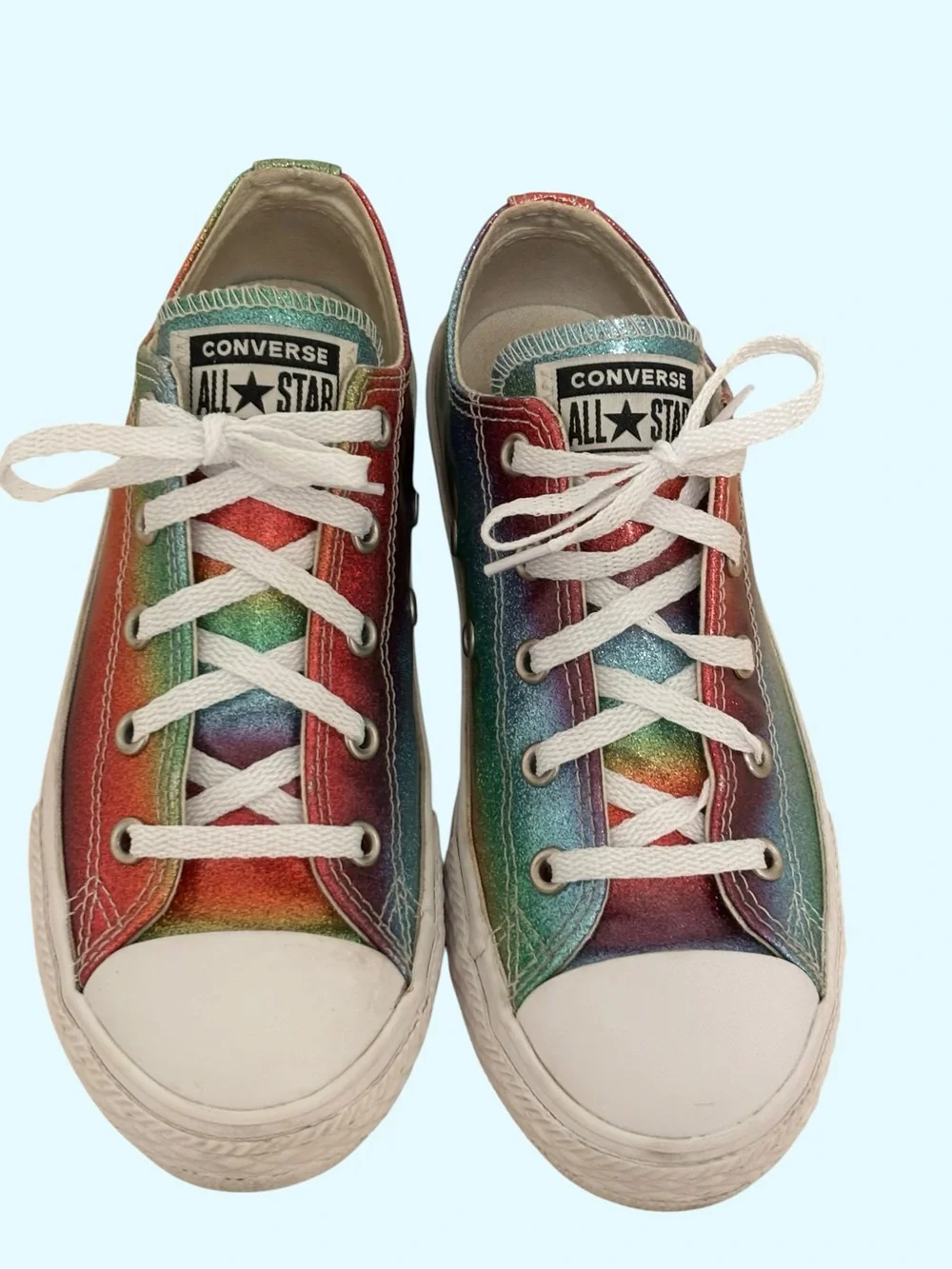 Converse Chuck Taylor All Star Rainbow Glitter Low Top Sneakers Girls Size 2